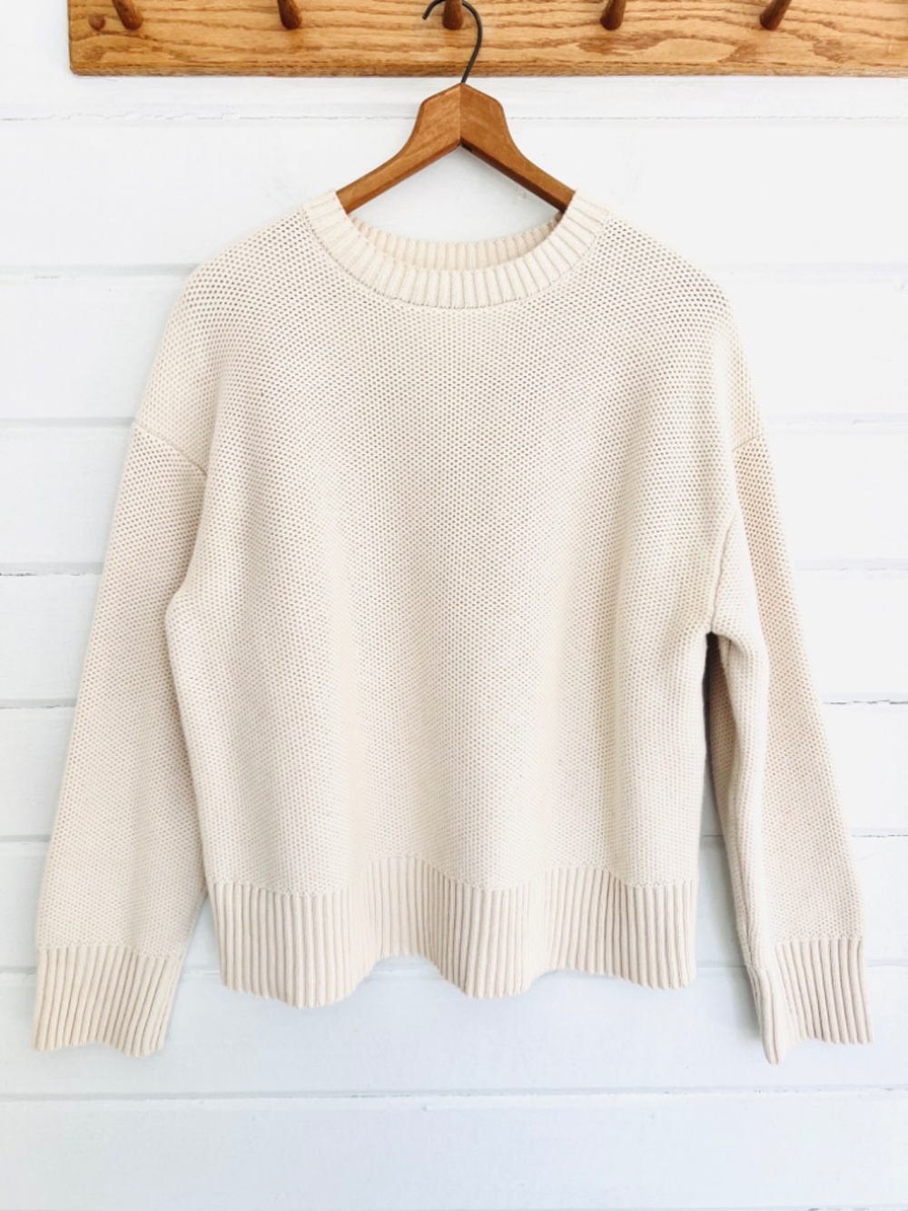 EVERLANE The Square Boxy Crew Neck Sweater in 100% Organic Cotton - L